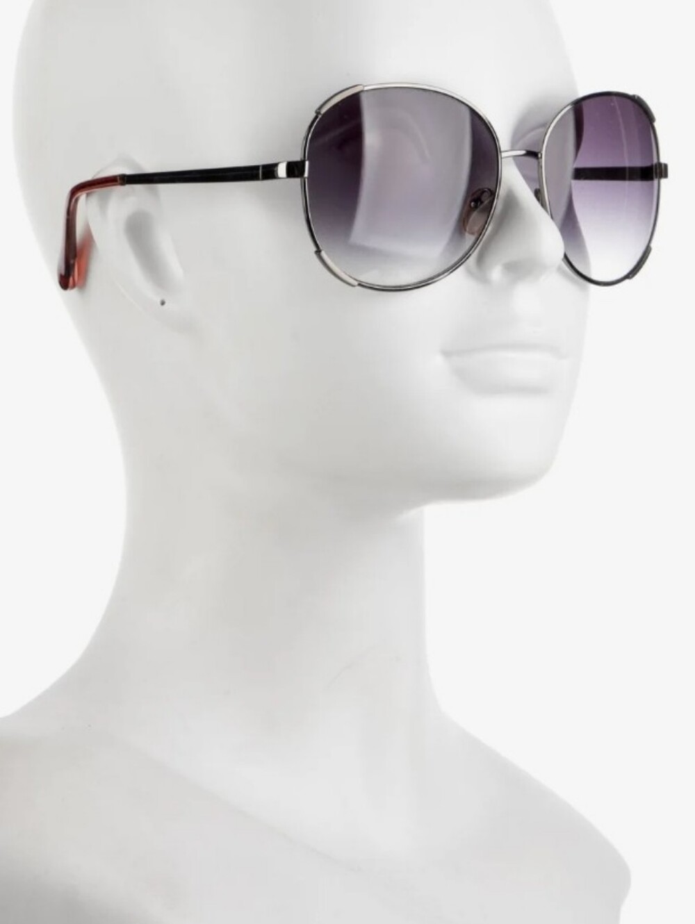 Diane Von Furstenberg Round Metal Sunglasses with Purple Gradient Lenses